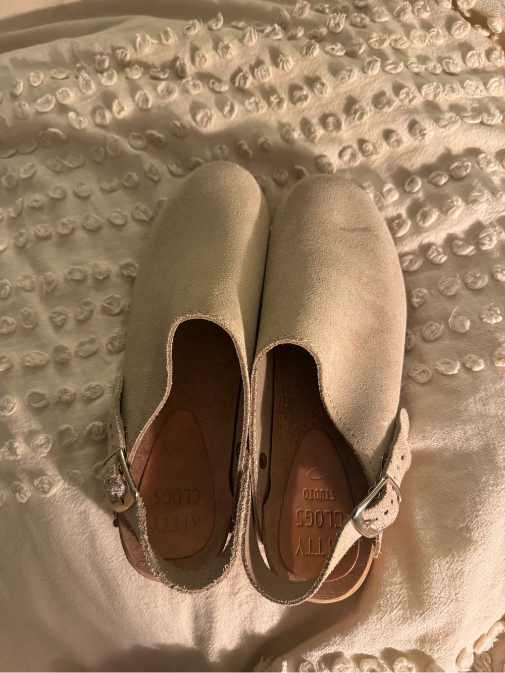 Women's Beige Suede Slingback Clogs